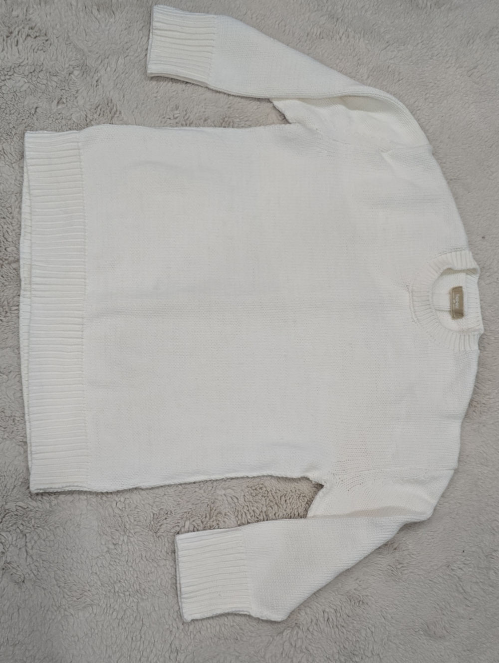 Free People Cream Crewneck Knit Sweater